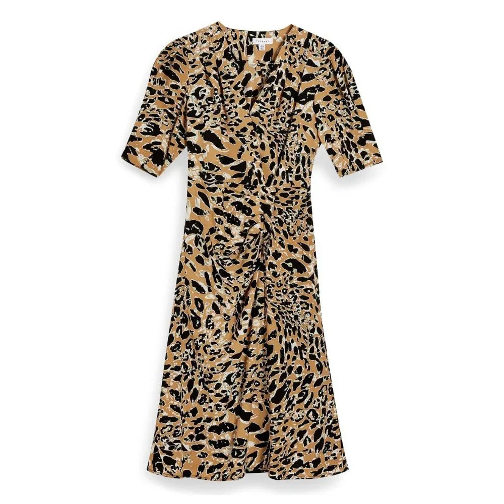 Topshop Tan and Black Animal Print Midi Dress - Picture 7 of 7